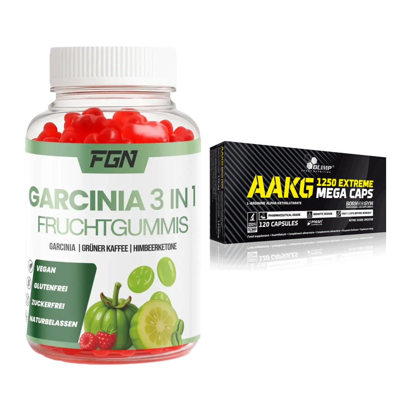 Trainings-Set: FGN Garcinia 60 + Olimp AAKG Extreme Mega – alle enthaltenen Artikel