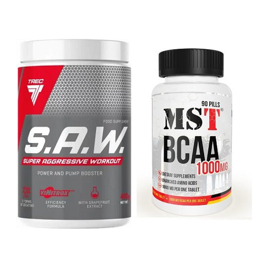 Trainings-Set: Trec Nutrition SAW Booster + MST BCAA 1000 (90 Tabl.) – alle enthaltenen Artikel