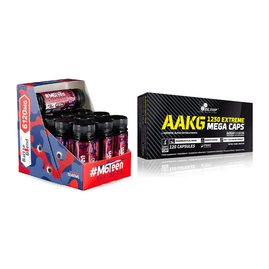 Zestaw treningowy: DY Nutrition M6Teen + Olimp AAKG Extreme Mega - wszystkie elementy w zestawie