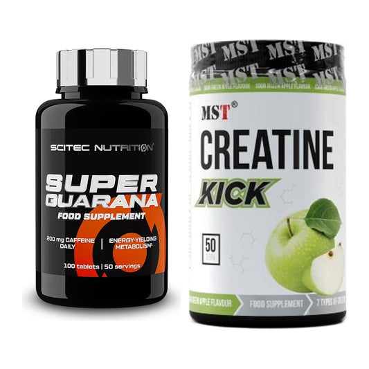 Trainings-Set: Scitec Super Guarana 100 Tabl. + MST Creatine Kick – alle enthaltenen Artikel