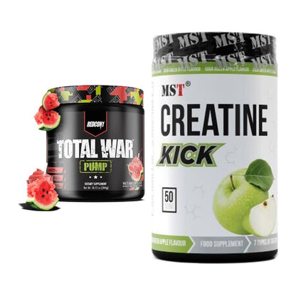 Trainings-Set: Redcon1 Total War PUMP + MST Creatine Kick – alle enthaltenen Artikel