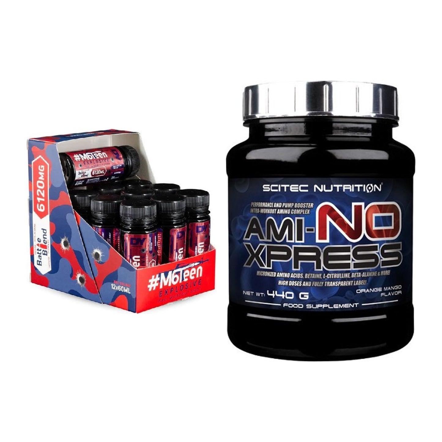 Trainings-Set: DY Nutrition M6Teen Prewokrout + Scitec Ami-NO Xpress – alle enthaltenen Artikel