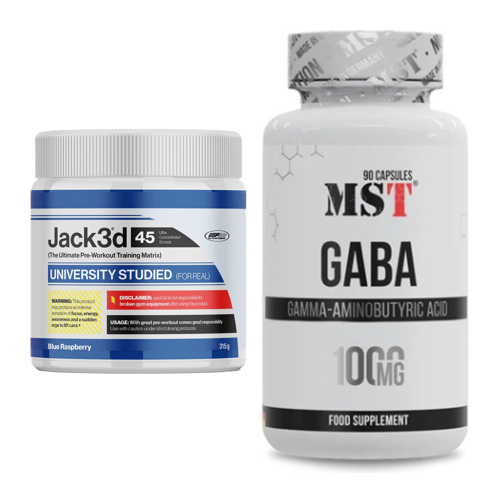 Trainings-Set: USP Labs Jack3d 45 Serv. + MST GABA 1000mg – alle enthaltenen Artikel