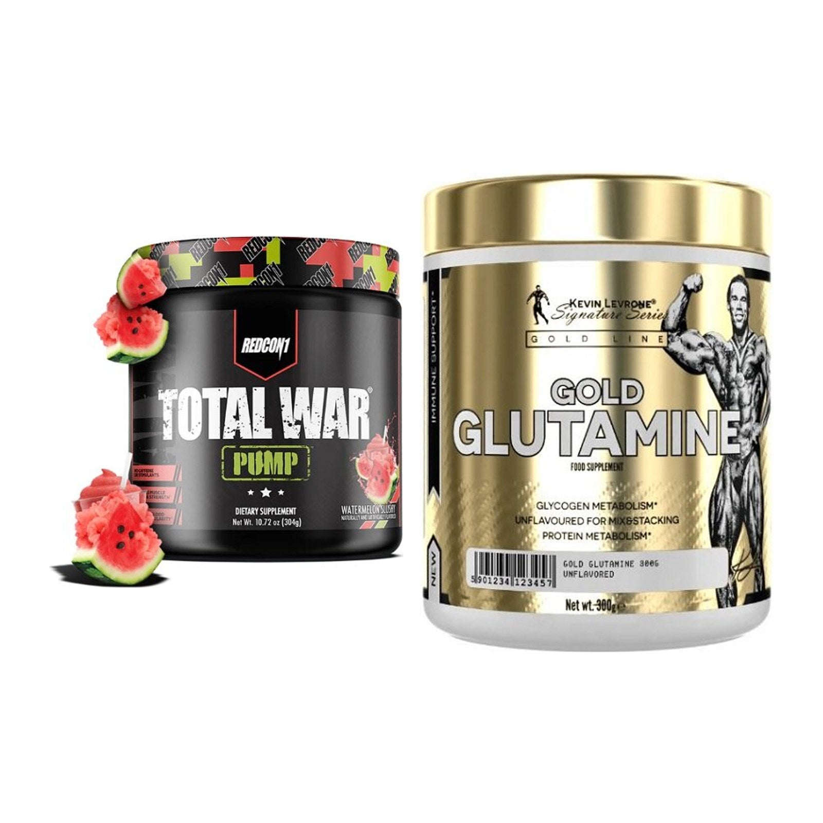 Trainings-Set: Redcon1 Total War PUMP + Kevin Levrone GOLD Glutamine – alle enthaltenen Artikel