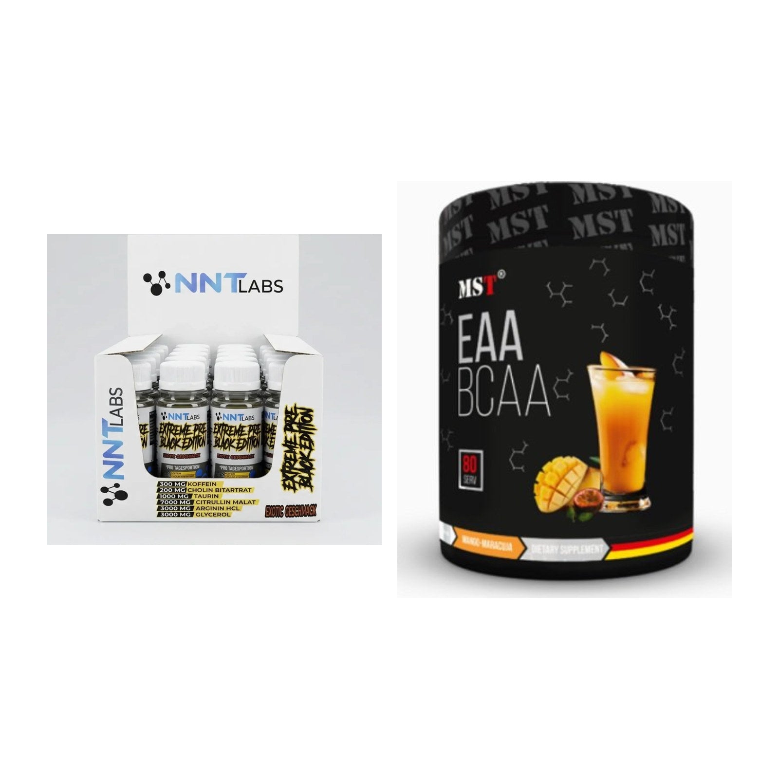 Trainings-Set: NNT Extreme Black Edition Shot + MST EAA & BCAA – alle enthaltenen Artikel