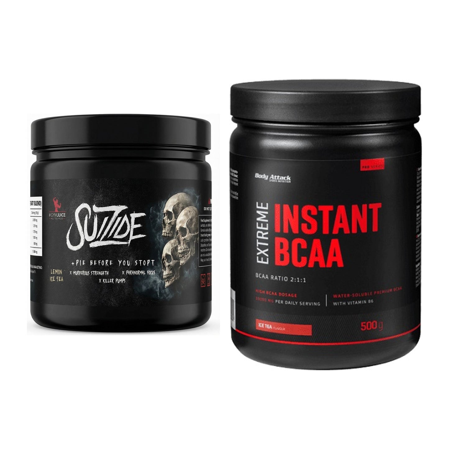 Trainings-Set: #GYMJUICE SUIZIDE Booster + Body Attack Instant BCAA – alle enthaltenen Artikel