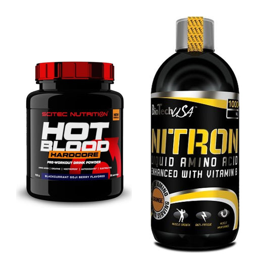 Trainings-Set: Scitec Hot Blood Hardcore + BioTech Liquid Amino – alle enthaltenen Artikel