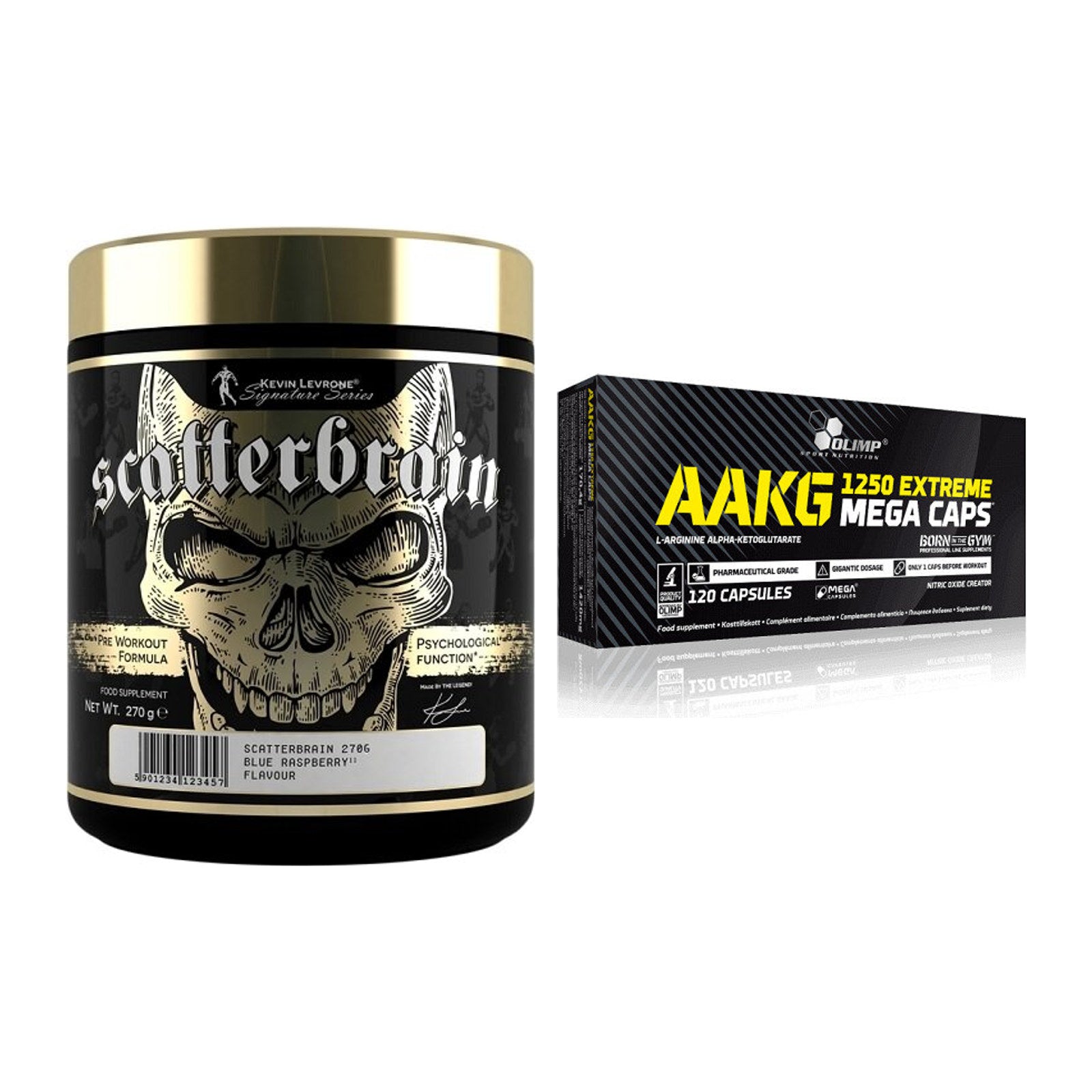 Trainings-Set: Kevin Levrone Scatterbrain + Olimp AAKG Extreme Mega – alle enthaltenen Artikel