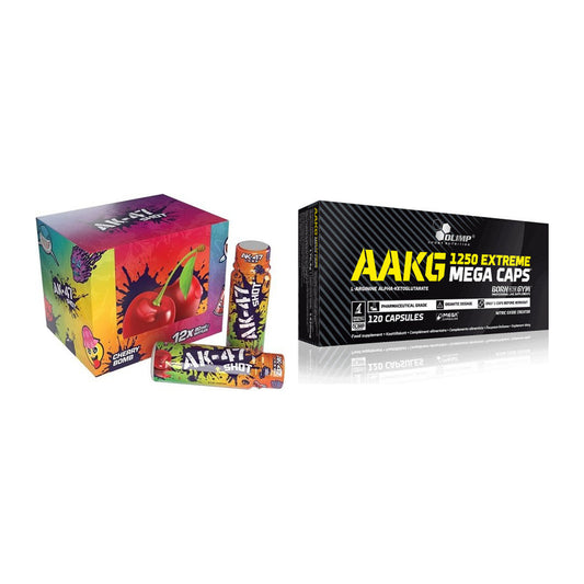 Treeningkomplekt: AK47 Labs AK47 Shots + Olimp AAKG Extreme Mega Caps – kõik esemed on kaasas