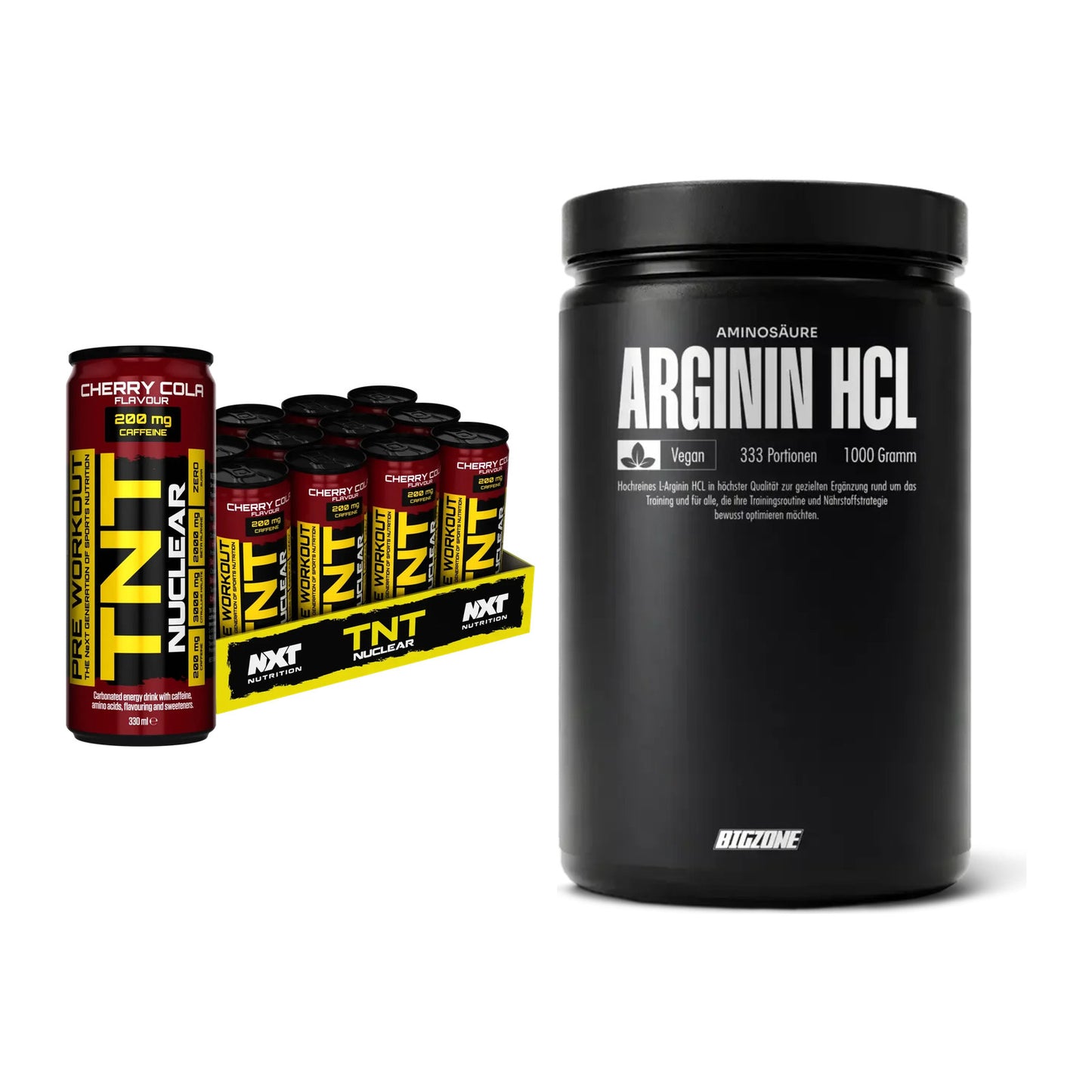 Trainings-Set: NXT Nutrition TNT NUCLEAR + Big Zone L-Arginin – alle enthaltenen Artikel