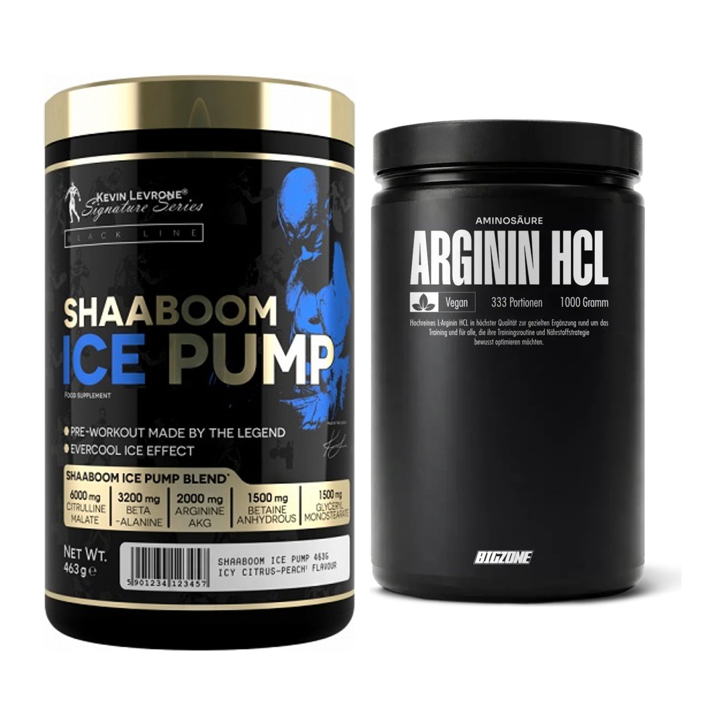 Trainings-Set: Kevin Levrone Shaaboom Ice Pump + Big Zone L-Arginin – alle enthaltenen Artikel