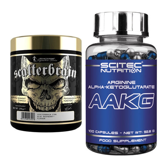 Set de antrenament: Kevin Levrone Scatterbrain + Scitec AAKG - toate articolele incluse