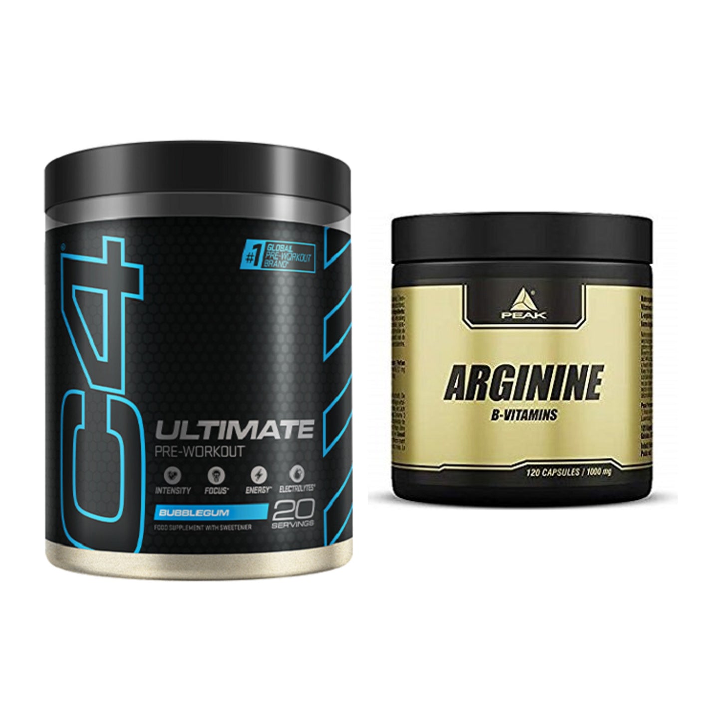 Trainings-Set: Cellucor C4 ULTIMATE 20 Serv. + Peak Arginin – alle enthaltenen Artikel