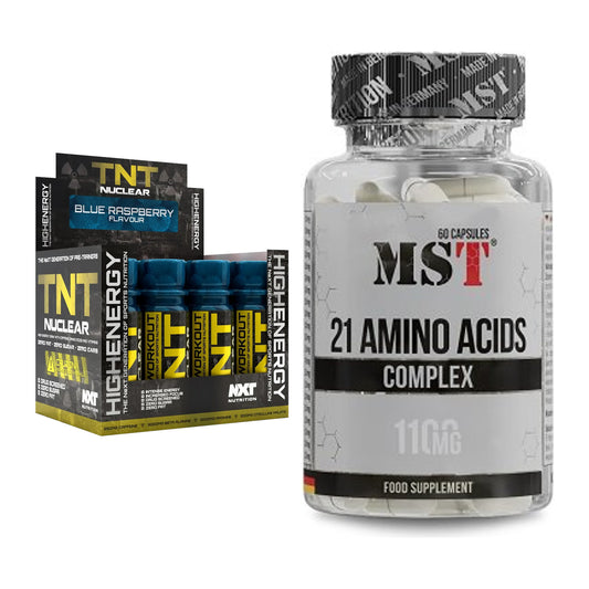 Trainings-Set: NXT Nutrition TNT Nuclear Shots + MST 21 Amino Acids – alle enthaltenen Artikel