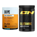 Trainings-Set: Bulk Dope Pre-Workout 30 Serv. + GN Nano Pure Glutamine – alle enthaltenen Artikel