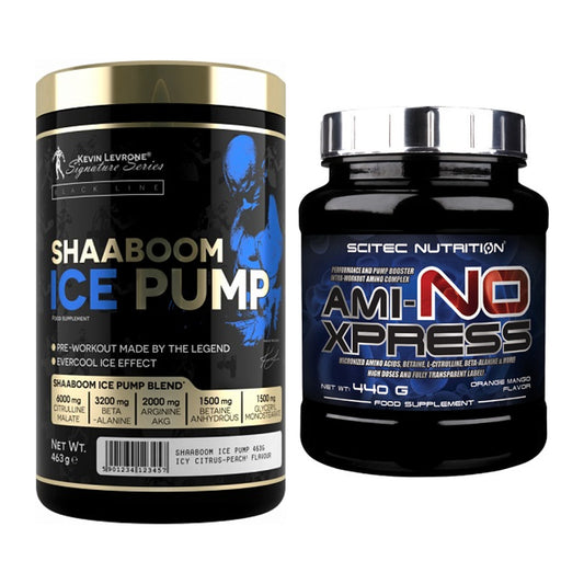 Trainings-Set: Kevin Levrone Shaaboom Ice Pump + Scitec Ami-NO Xpress – alle enthaltenen Artikel