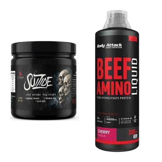 Trainings-Set: #GYMJUICE SUIZIDE Booster + Body Attack Beef Amino – alle enthaltenen Artikel