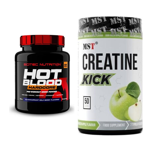 Trainings-Set: Scitec Hot Blood Hardcore + MST Creatine Kick – alle enthaltenen Artikel