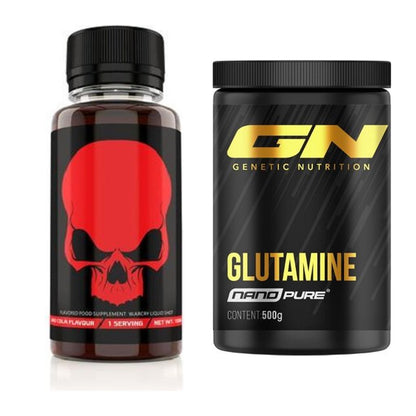 Trainings-Set: Genius Nutrition Warcry Liquid + GN Nano Pure Glutamine – alle enthaltenen Artikel