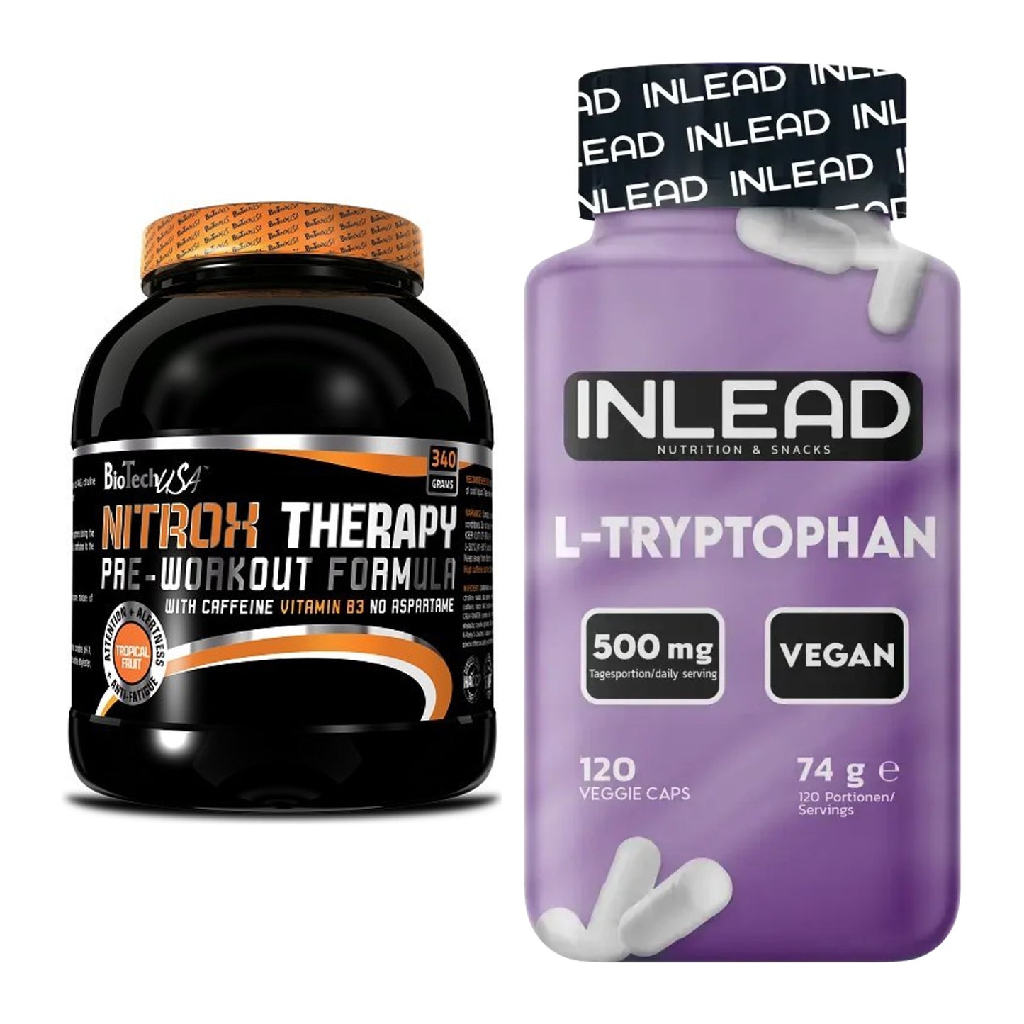 Trainings-Set: BioTech NitroX Therapy + INLEAD L-Tryptophan 500mg – alle enthaltenen Artikel