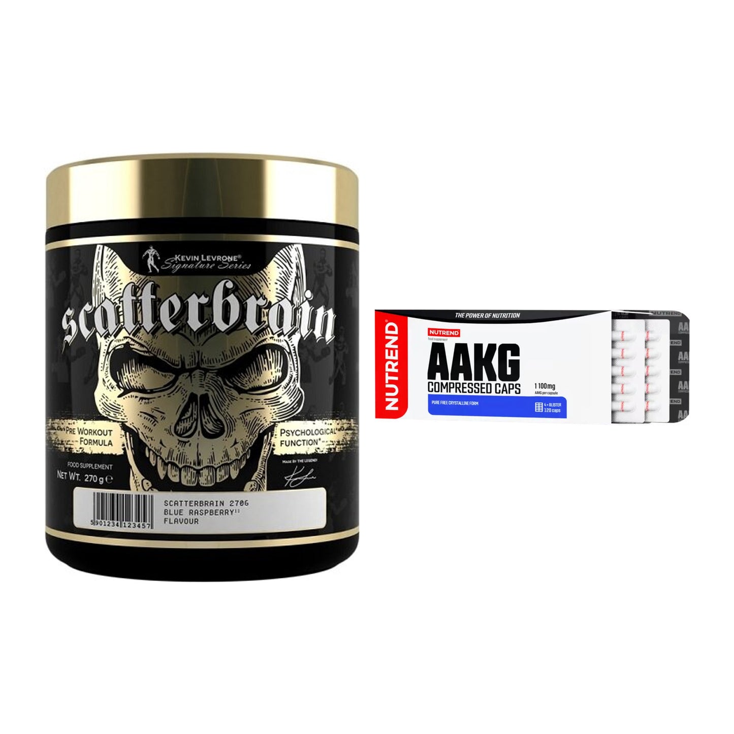 Trainings-Set: Kevin Levrone Scatterbrain + Nutrend AAKG Compressed – alle enthaltenen Artikel