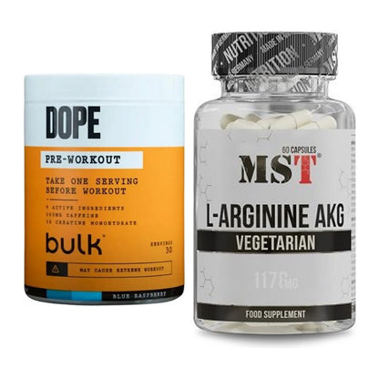 Trainings-Set: Bulk Dope Pre-Workout 30 + MST Arginin AAKG 1178mg – alle enthaltenen Artikel