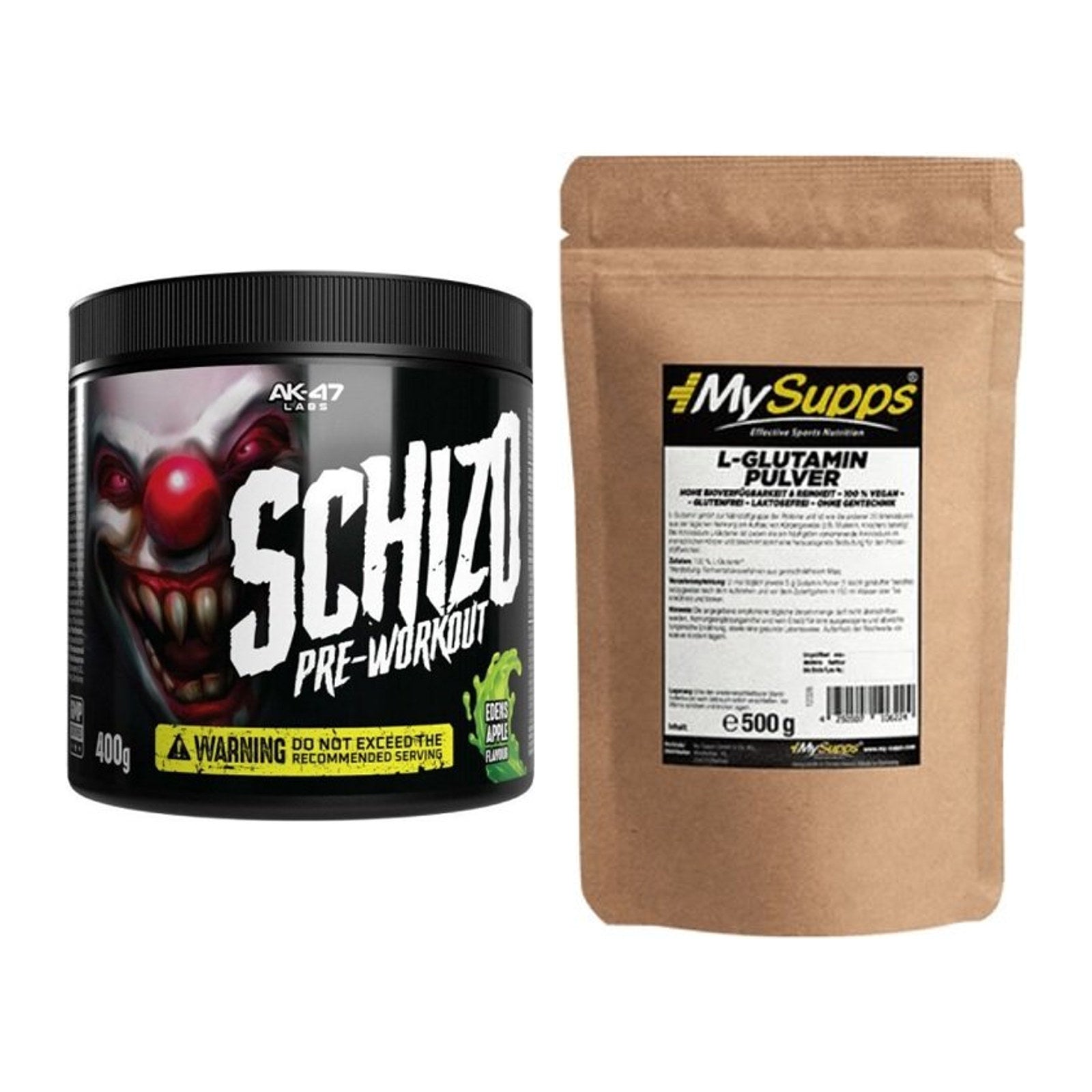 Trainings-Set: AK47 Labs Schizo Pre-Workout + MySupps Glutamine – alle enthaltenen Artikel