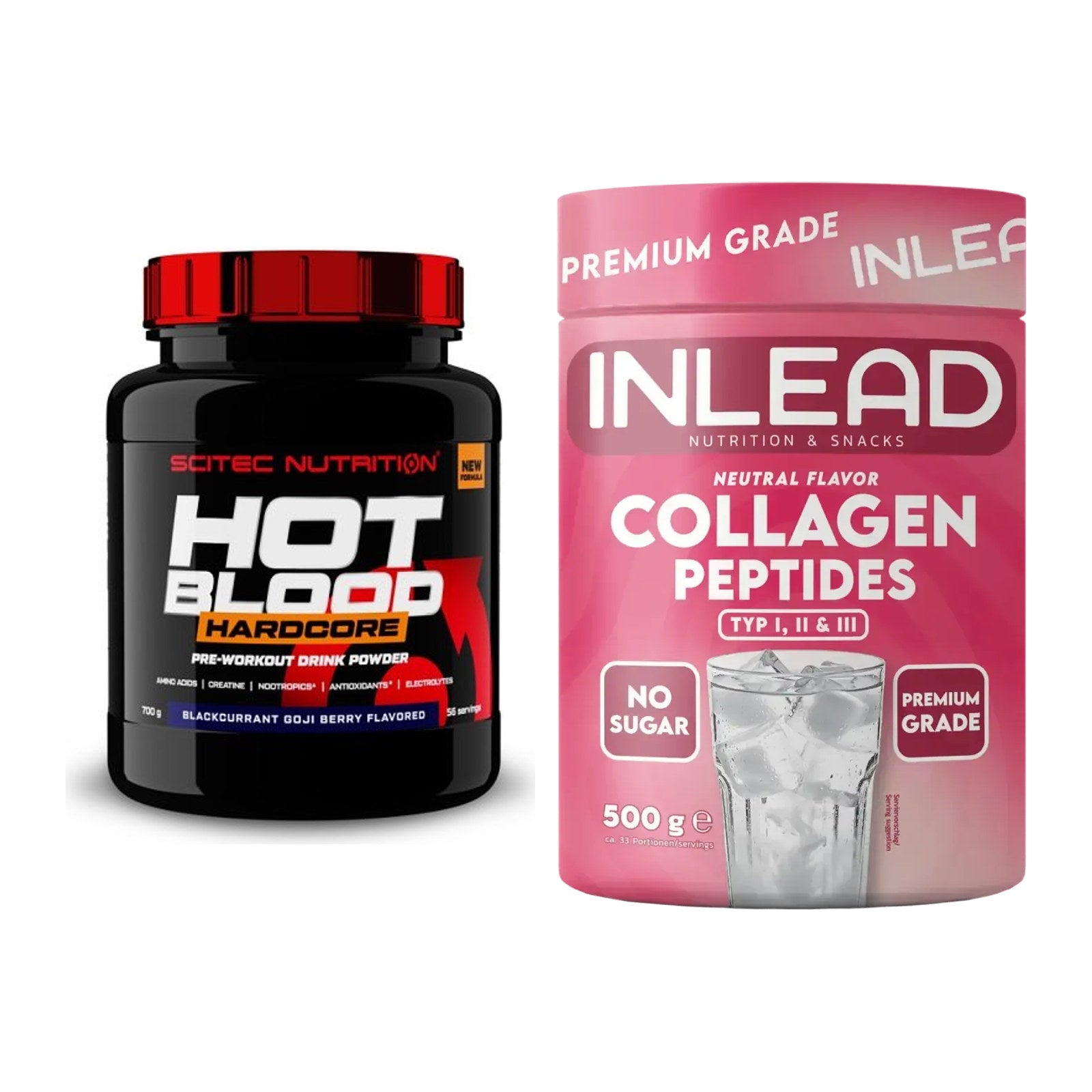 Trainings-Set: Scitec Hot Blood Hardcore + INLEAD Collagen Peptides – alle enthaltenen Artikel