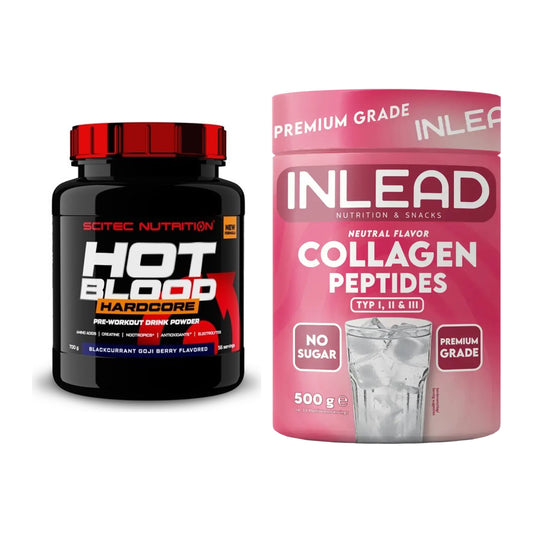 Trainings-Set: Scitec Hot Blood Hardcore + INLEAD Collagen Peptides – alle enthaltenen Artikel