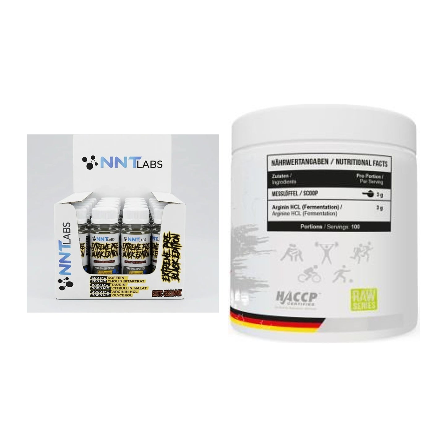 Trainings-Set: NNT Extreme Black Edition Shot + MST Arginine HCL – alle enthaltenen Artikel