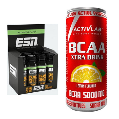 Trainings-Set: ESN Crank Pump Shot + Activlab BCAA Xtra Drink 5000mg – alle enthaltenen Artikel