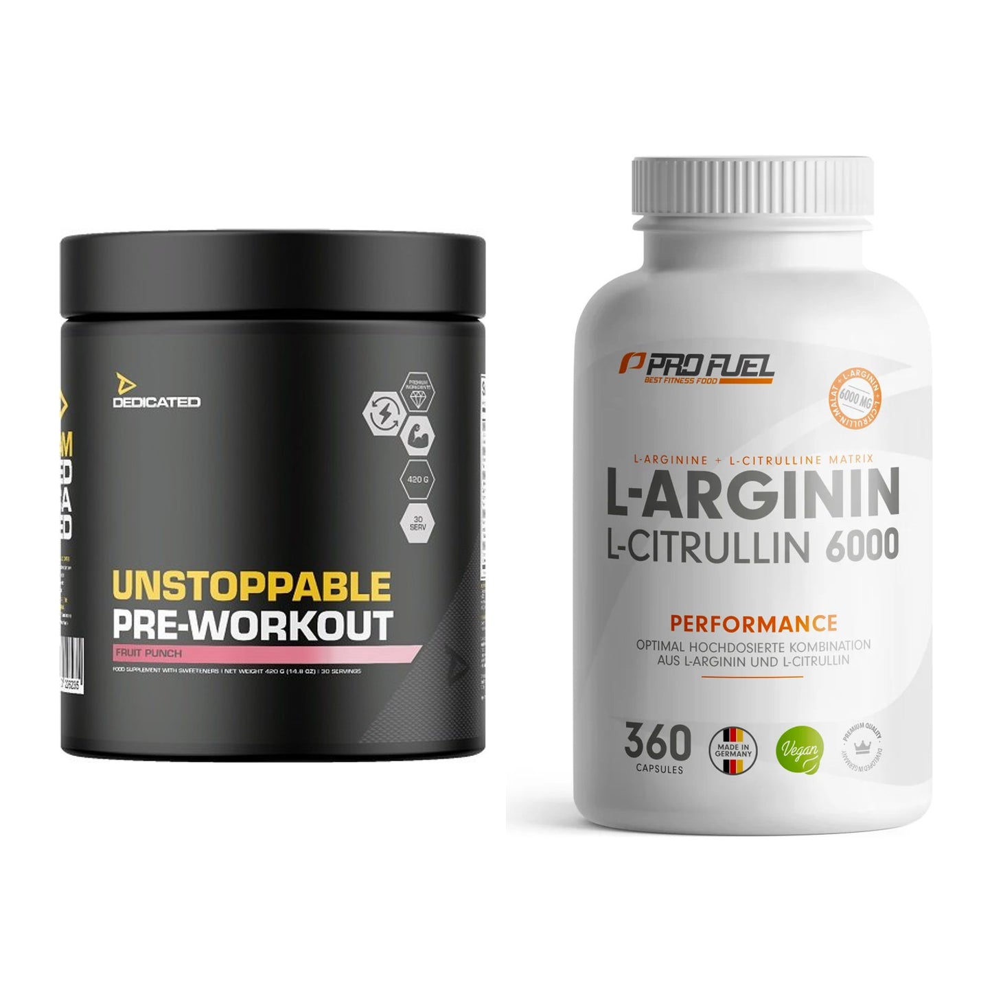 Trainings-Set: Dedicated Unstoppable + ProFuel L-Arginin & L-Citrullin – alle enthaltenen Artikel