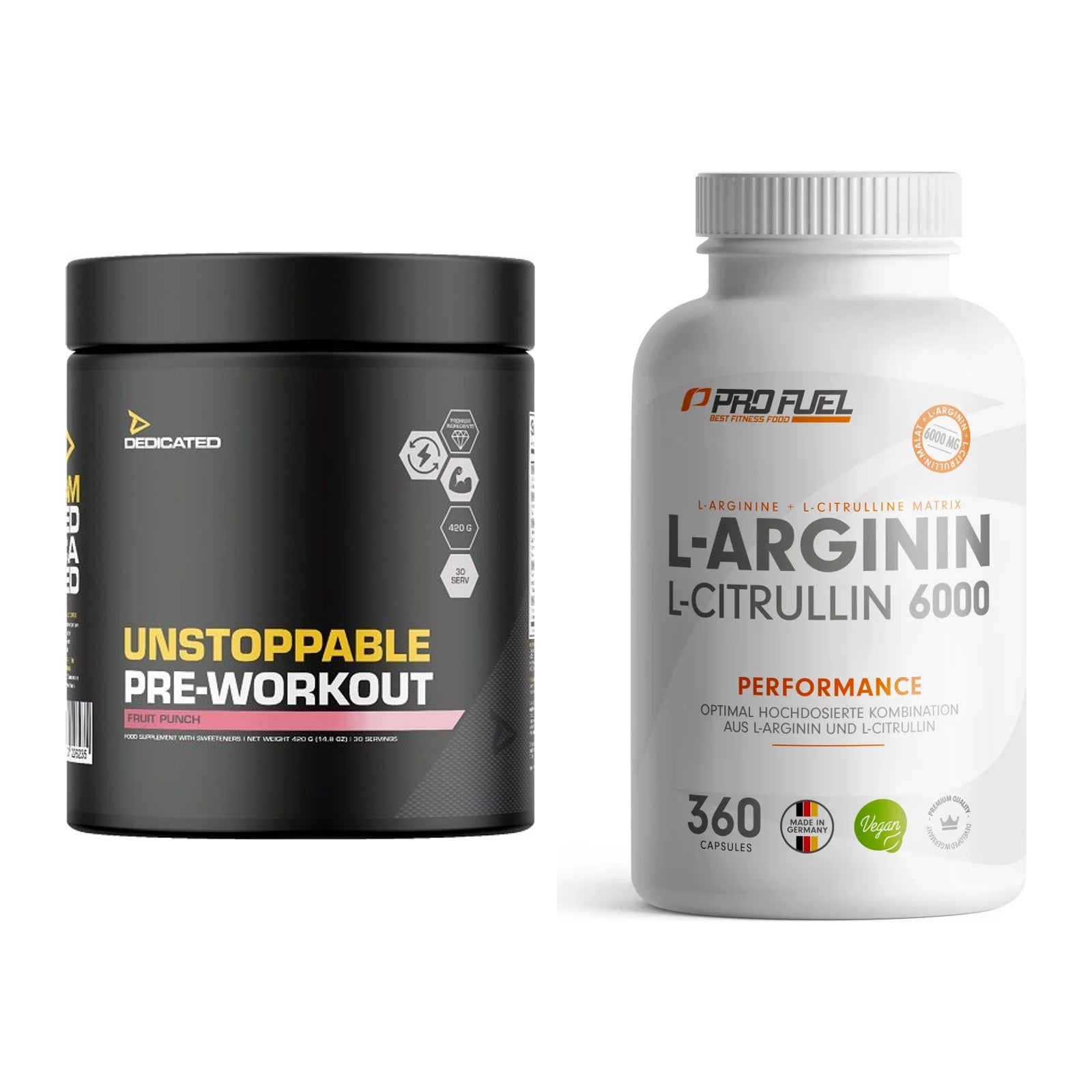 Trainings-Set: Dedicated Unstoppable + ProFuel L-Arginin & L-Citrullin – alle enthaltenen Artikel