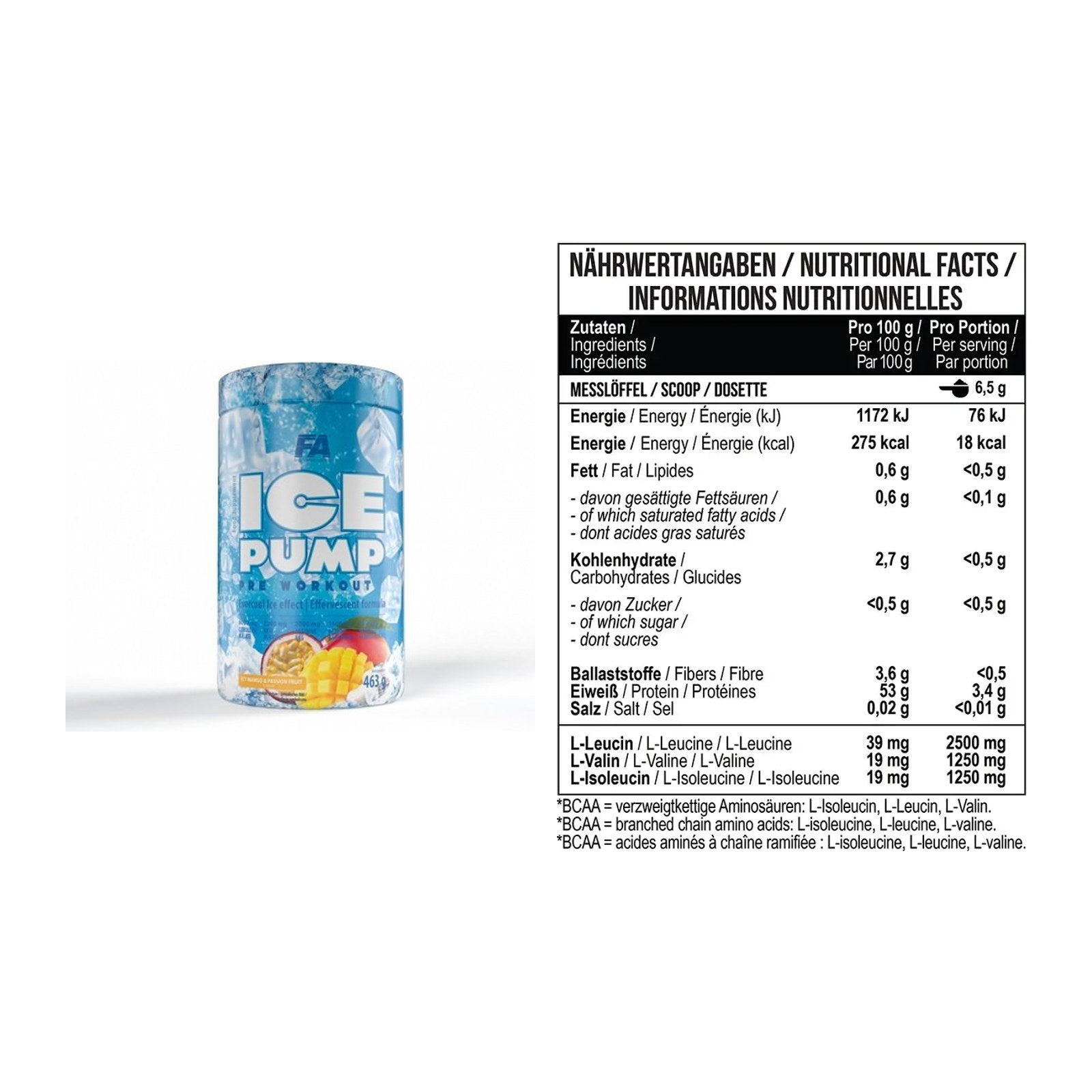 Trainings-Set: FA Nutrition ICE Pump + MST BCAA Zero 300g – alle enthaltenen Artikel