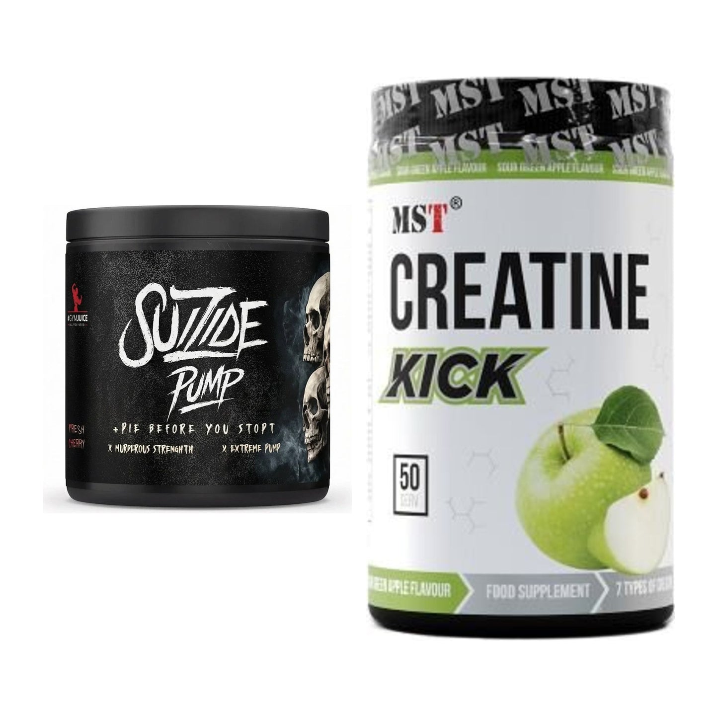 Trainings-Set: #GYMJUICE SUIZIDE PUMP + MST Creatine Kick 500g – alle enthaltenen Artikel