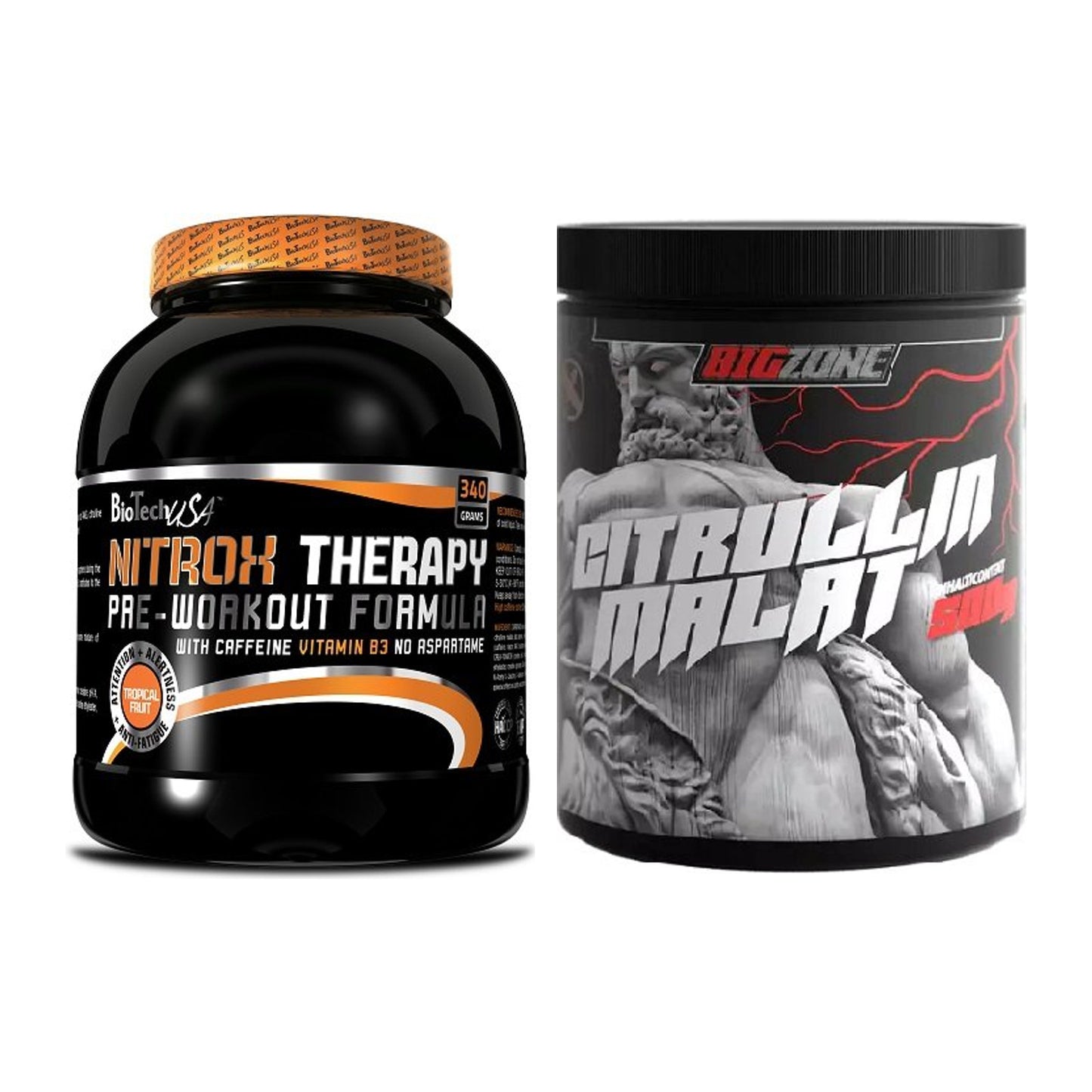 Trainings-Set: BioTech NitroX Therapy + Big Zone Citrullin Malat – alle enthaltenen Artikel