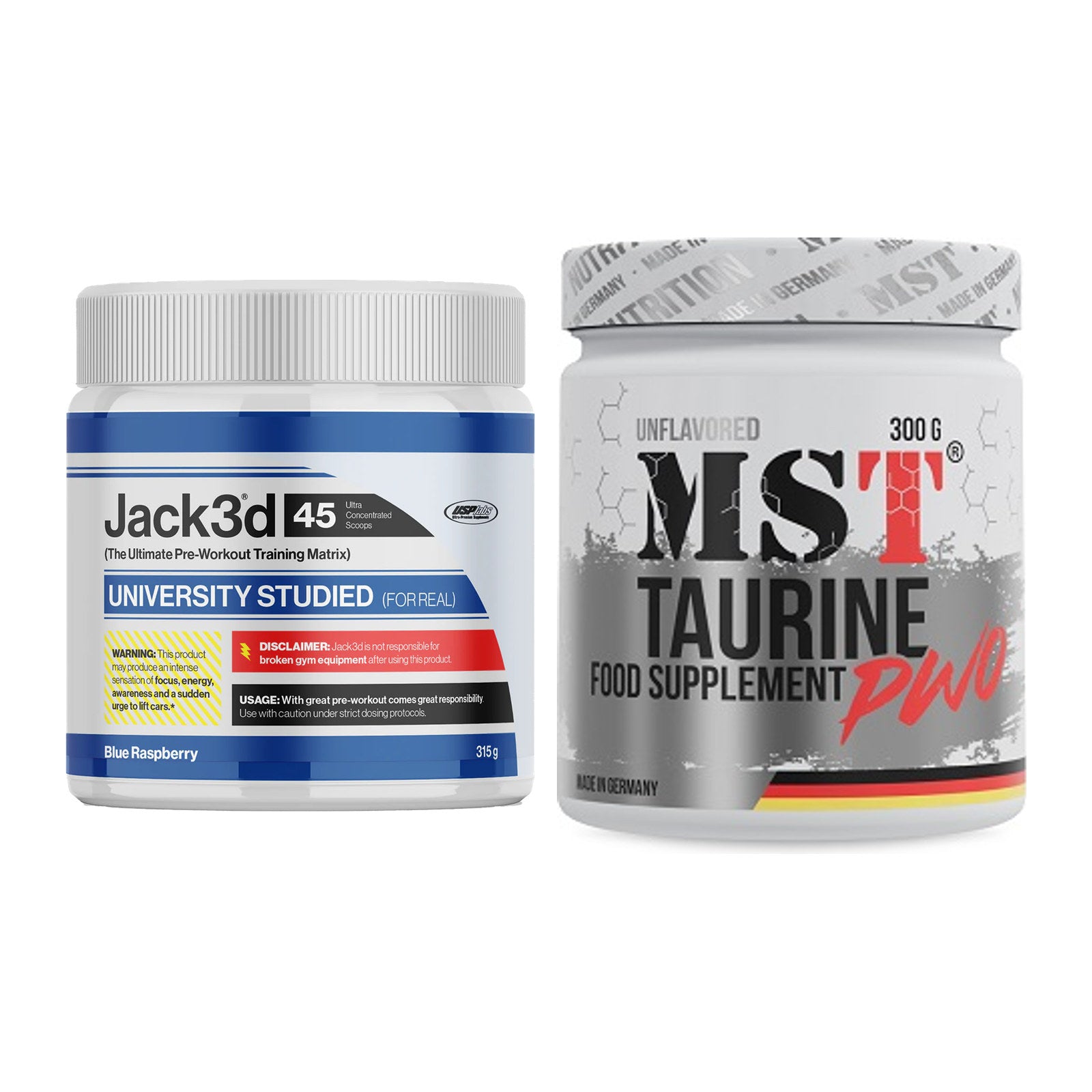 Trainings-Set: USP Labs Jack3d 45 Serv. + MST Taurine – alle enthaltenen Artikel