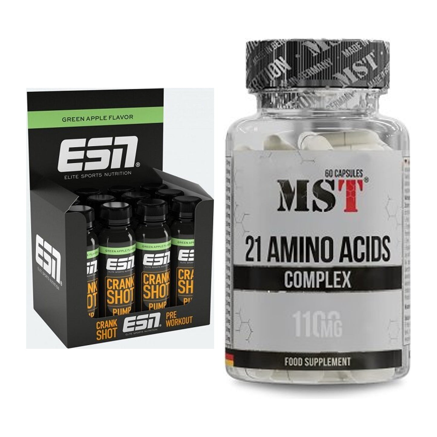 Trainings-Set: ESN Crank Pump Shot + MST 21 Amino Acids – alle enthaltenen Artikel