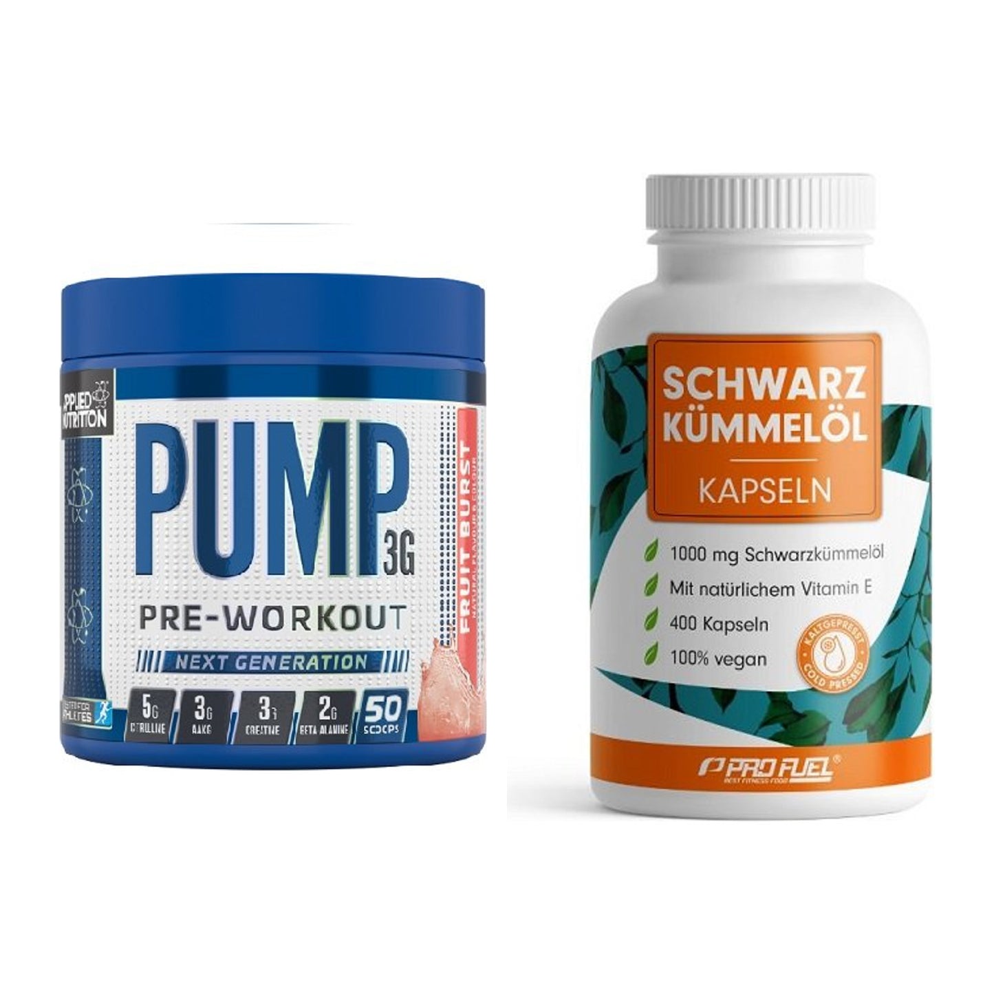 Trainings-Set: Applied Nutrition Pump + ProFuel Schwarzkümmelöl – alle enthaltenen Artikel