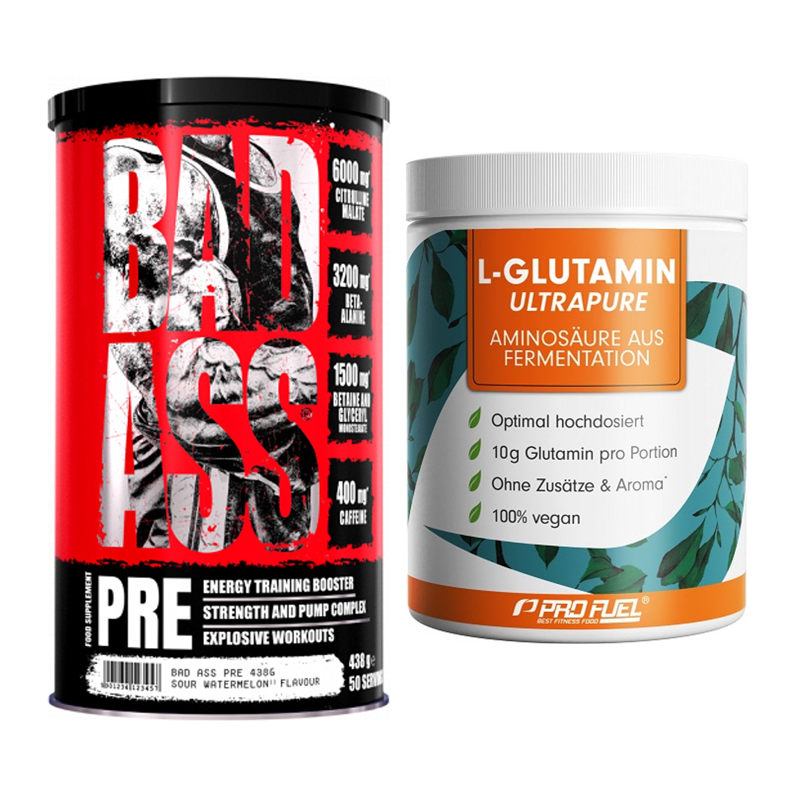 Trainings-Set: BAD ASS Pre + ProFuel Glutamin Ultrapure – alle enthaltenen Artikel