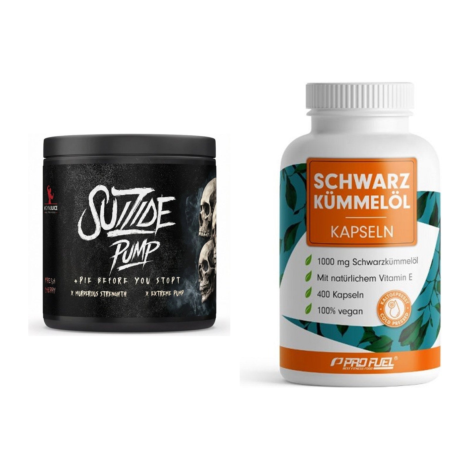 Trainings-Set: #GYMJUICE SUIZIDE PUMP + ProFuel Schwarzkümmelöl – alle enthaltenen Artikel