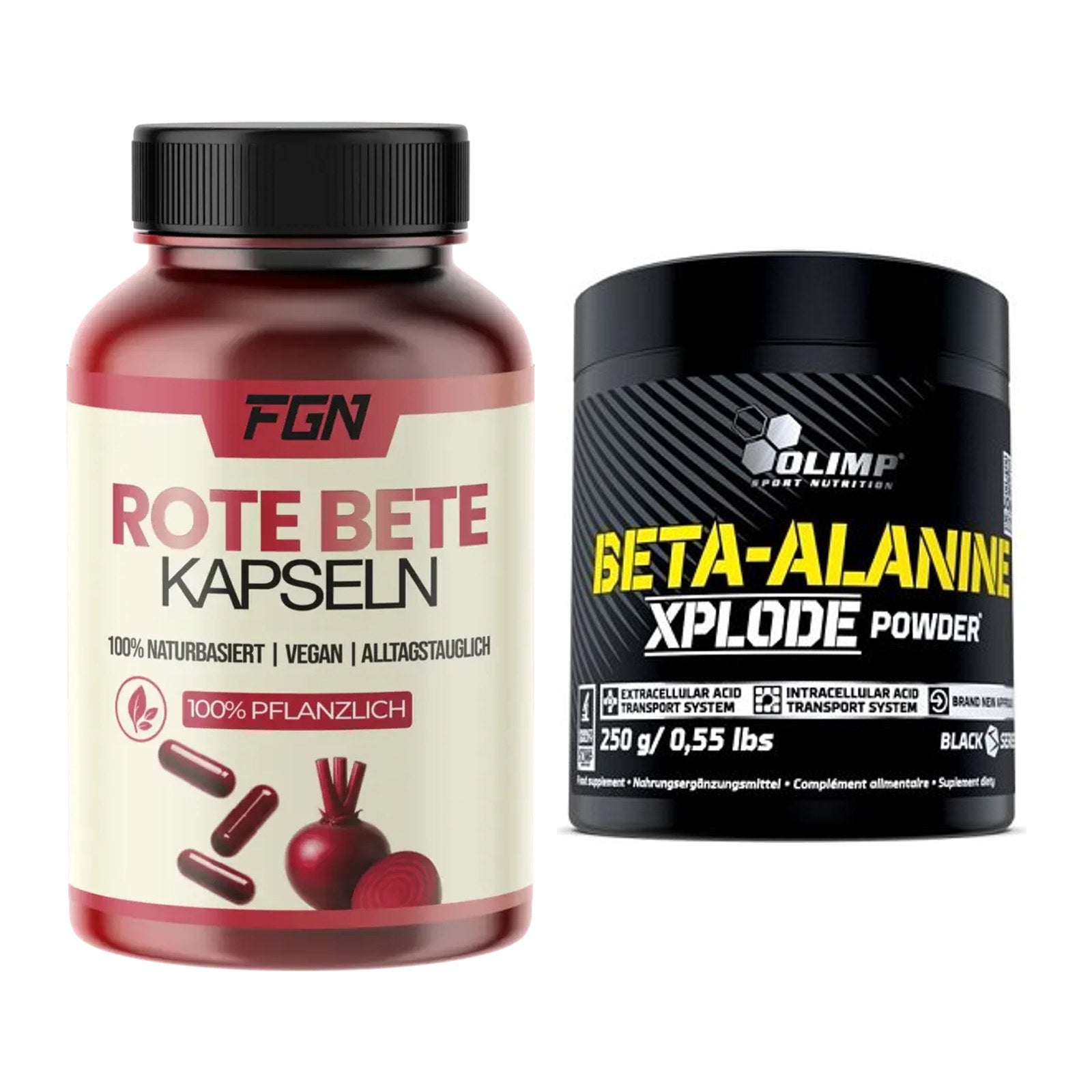 Trainings-Set: FGN Rote Beete + Olimp Beta-Alanine Xplode Powder – alle enthaltenen Artikel