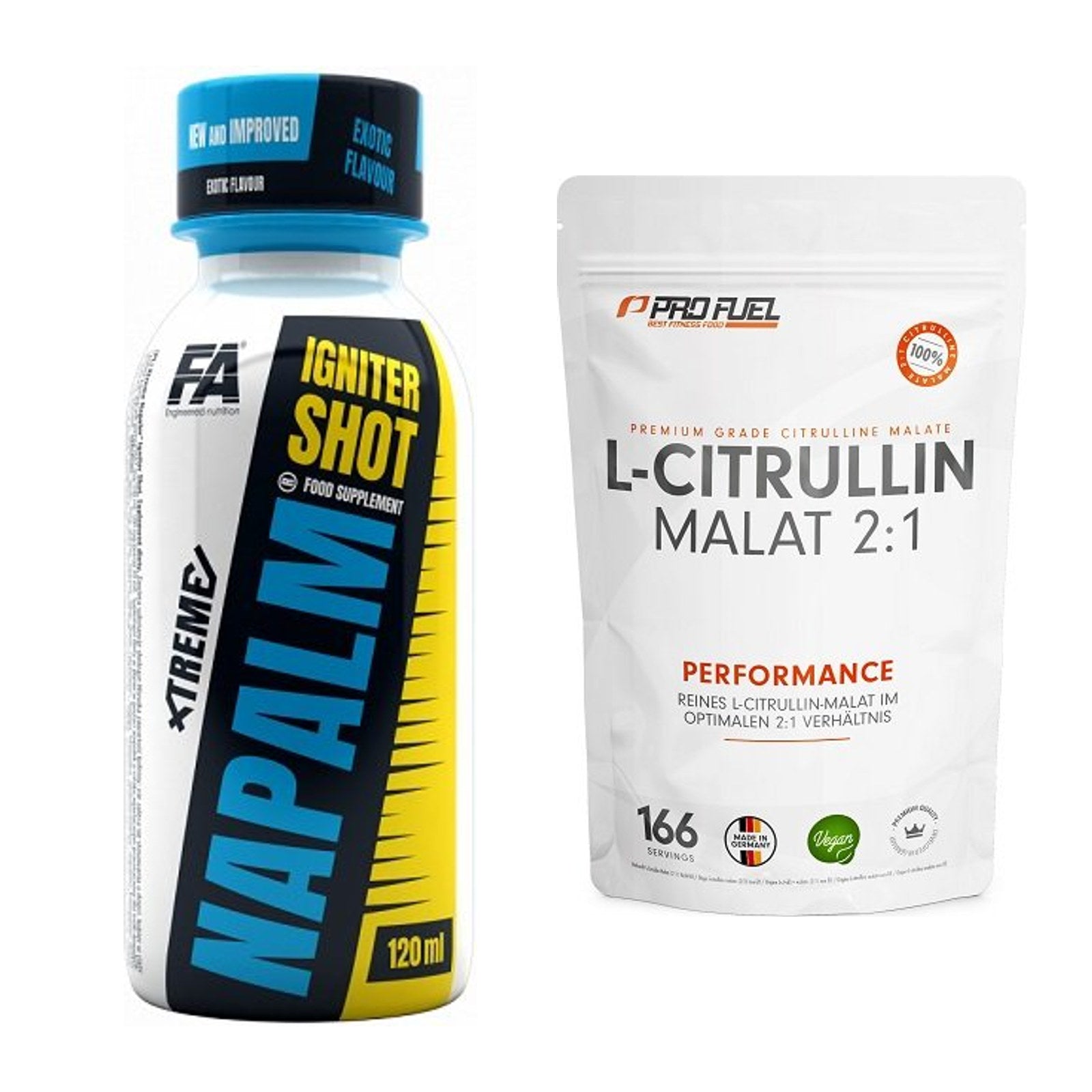 Trainings-Set: FA Nutrition Xtreme Napalm + ProFuel L-Citrullin Malat – alle enthaltenen Artikel