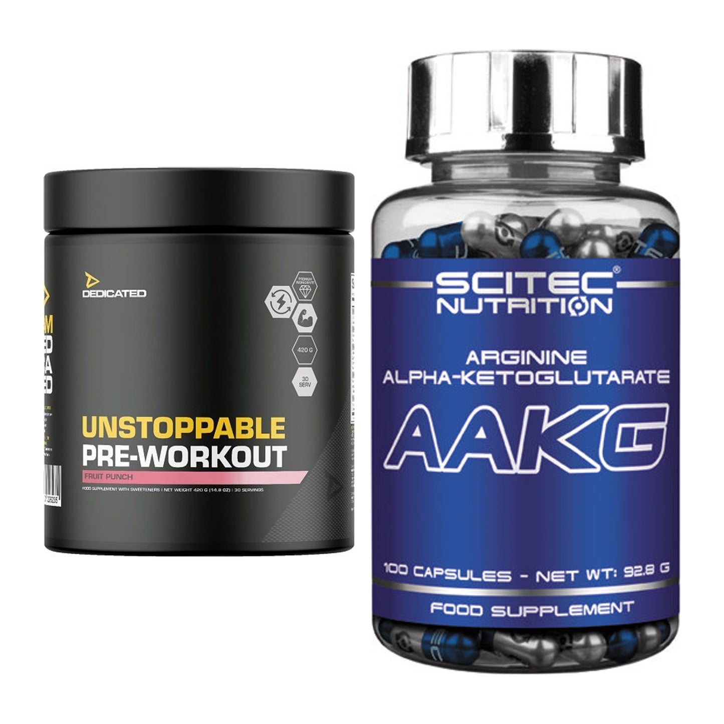 Trainings-Set: Dedicated Unstoppable + Scitec AAKG – alle enthaltenen Artikel