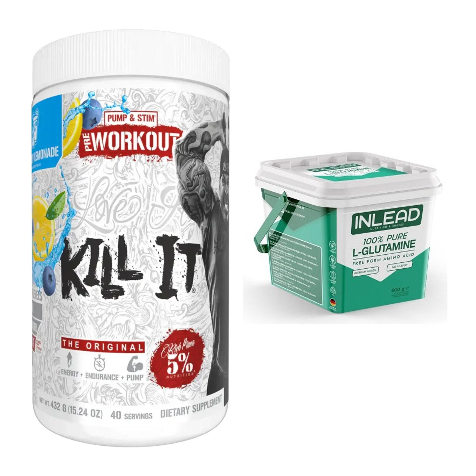 Trainings-Set: Rich Piana 5% Nutrition Kill It + INLEAD L-Glutamine – alle enthaltenen Artikel