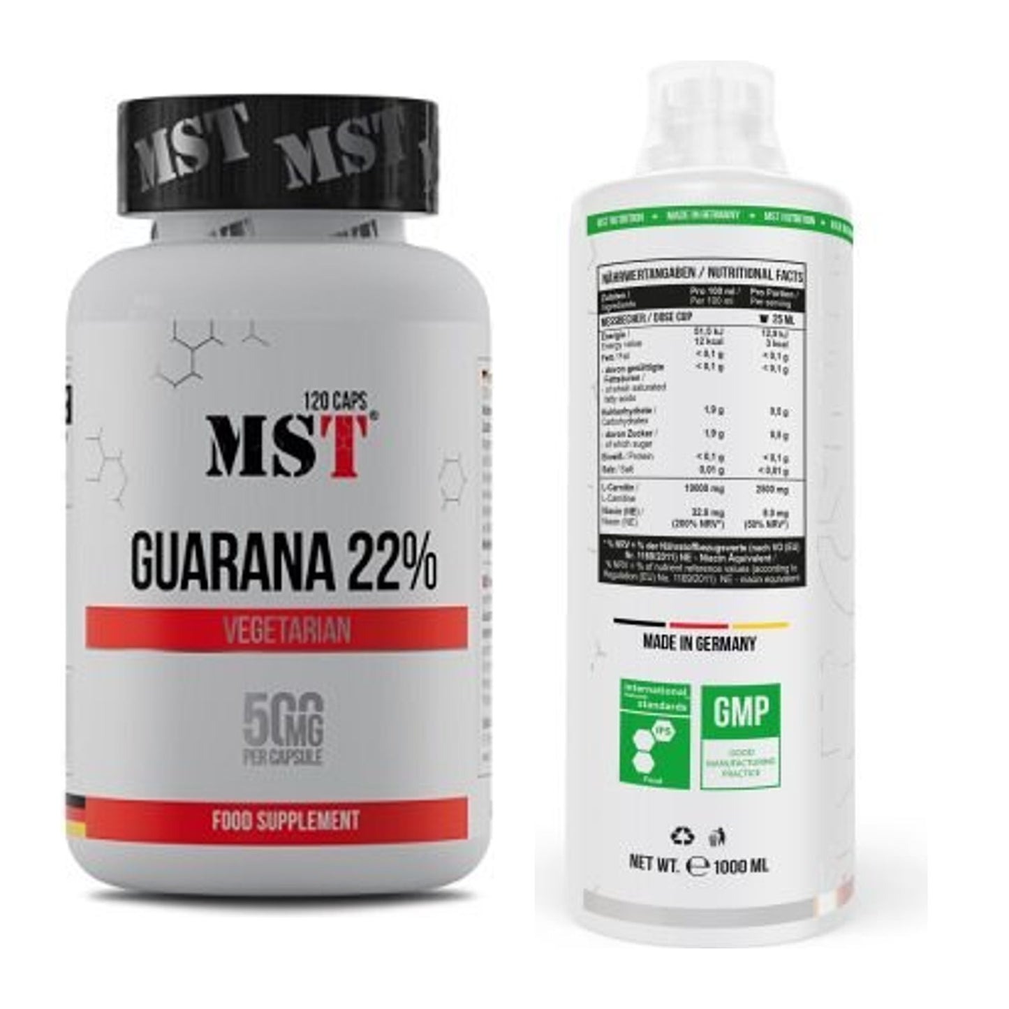 Trainings-Set: MST Guarana 22% + MST L-Carnitine 100.000 (1000ml) – alle enthaltenen Artikel