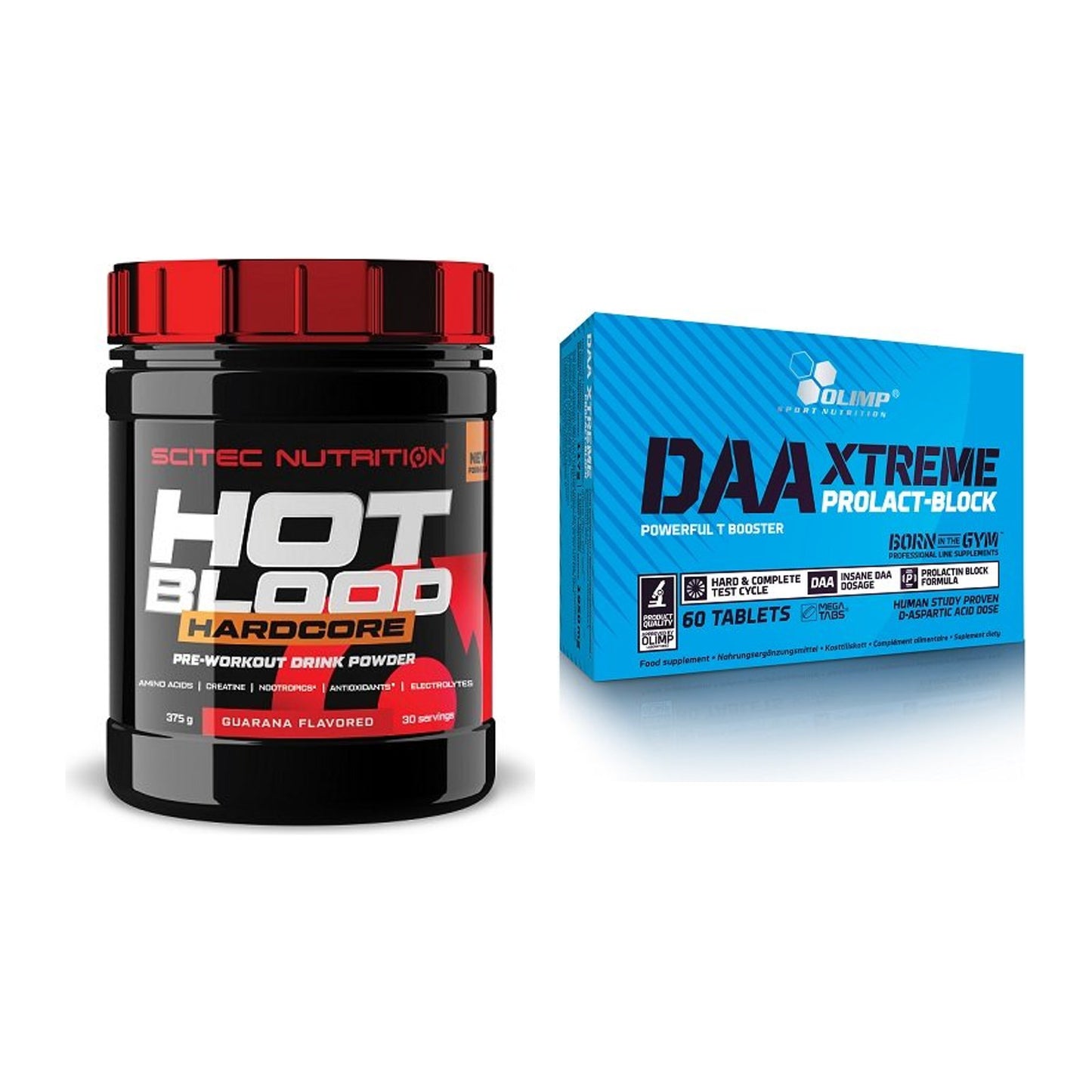 Trainings-Set: Scitec Hot Blood Hardcore + Olimp DAA Xtreme – alle enthaltenen Artikel