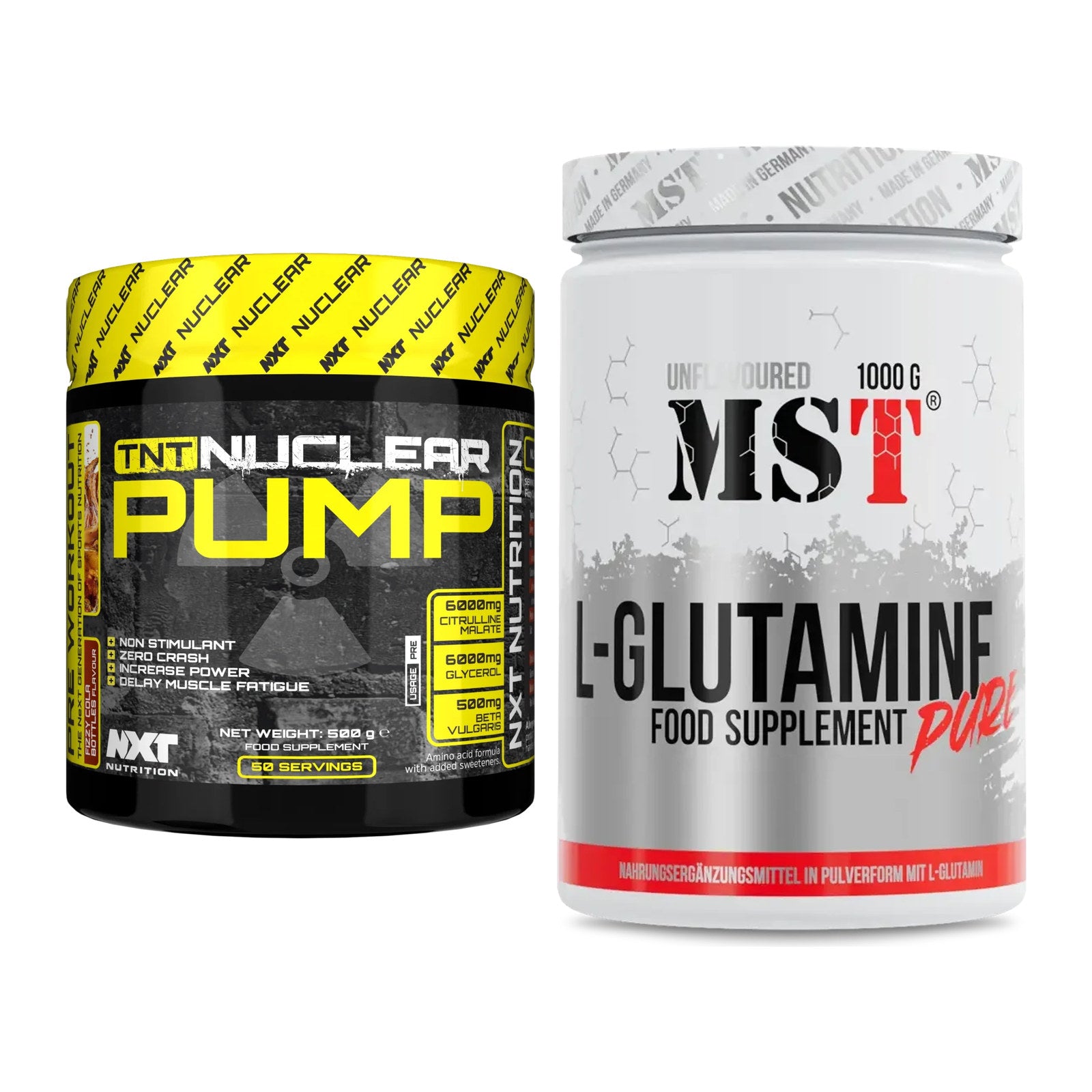 Trainings-Set: NXT Nutrition TNT Nuclear Pump + MST Glutamine – alle enthaltenen Artikel