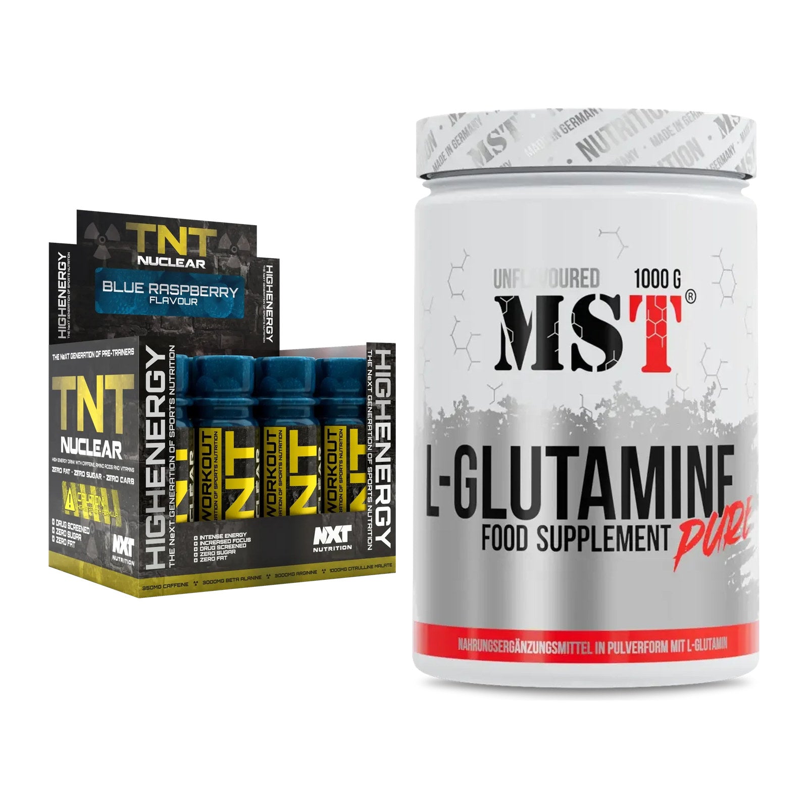 Trainings-Set: NXT Nutrition TNT Nuclear Shots + MST Glutamine – alle enthaltenen Artikel