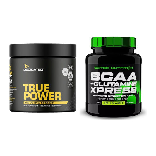 Treeningkomplekt: spetsiaalne True Power + Scitec BCAA+ Glutamine Xpress – kõik esemed on kaasas